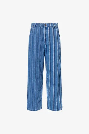 HONOR THE GIFT Mens Honor Inc Ankle Striped Denim-Blend Trousers