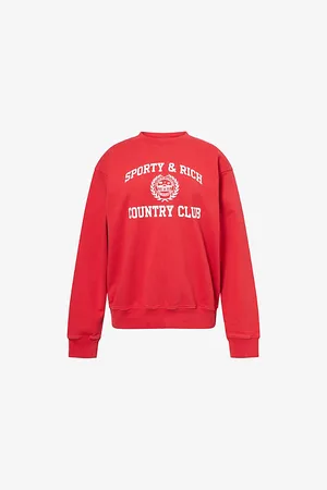 Sporty & Rich Womens Varsity Crest Brand-Print Cotton-Jersey Sweatshirt