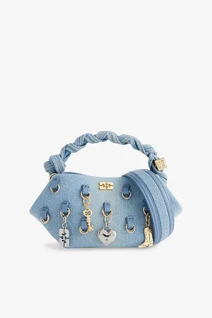 Ganni Womens Bou Charms Mini Denim Shoulder Bag
