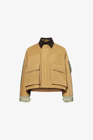 SACAI Womens Grosgrain Panelled Cotton-Blend Blouson Jacket