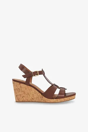 Dune Womens Kastro Leather Wedge Sandals