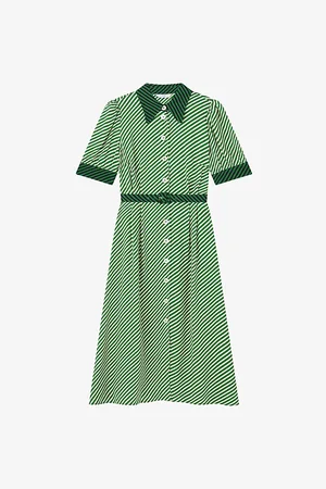 LK Bennett Womens Valerie Stripe-Print Woven Midi Dress