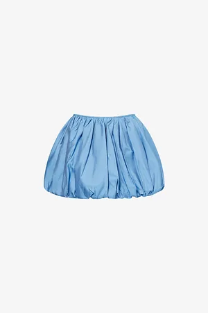 Amy Lynn Womens Claudia Puffball Chambray Mini Skirt