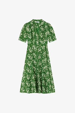 LK Bennett Womens Sophie Wildflower-Print Silk-Blend Midi Dress