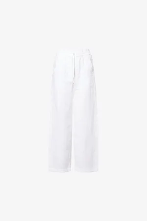 ME AND EM Womens Cheesecloth Wrinkled Straight-Leg Mid-Rise Cotton Trousers