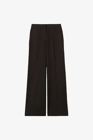 Claudie Pierlot Womens Contrast-Trim Wide-Leg Woven Trousers
