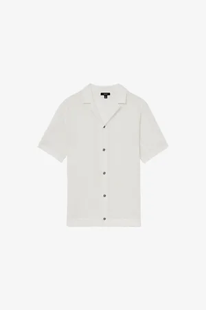 Reiss Mens Kipling Textured-Knit Woven Shirt