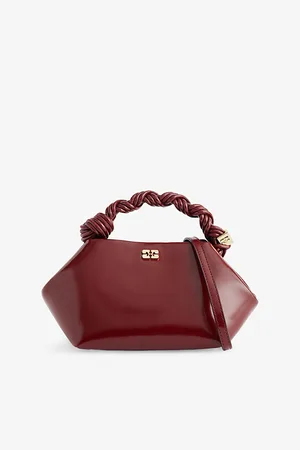 Ganni Womens Bou Logo Hardware Faux-Leather Shoulder Bag
