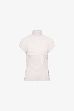 Issey Miyake Womens Wooly Pleats-56 Short-Sleeves Knitted Top