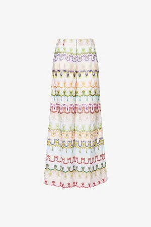 Missoni Womens Embroidered Wide-Leg Knitted Trousers