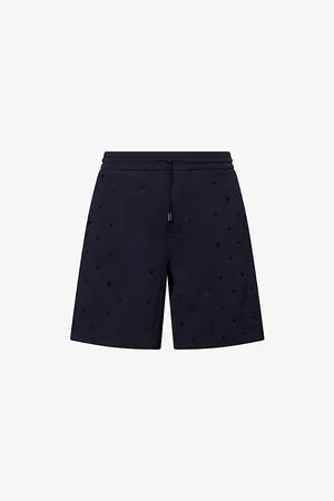 Emporio Armani Mens Embroidered-Eagle Drawstring Stretch-Cotton Blend Shorts