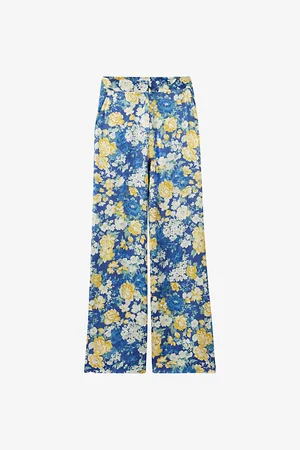 Claudie Pierlot Womens Floral-Print Wide-Leg Woven Trousers