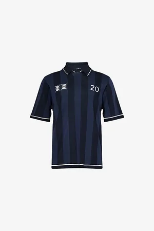 Jacquemus Mens The Liga Embroidered Graphic-Print Woven Polo Shirt