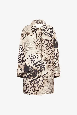 DRIES VAN NOTEN Womens Abstract-Print Relaxed-Fit Cotton Coat