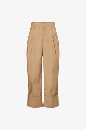 DARKPARK Womens Diana Pleated Wide-Leg Low-Rise Cotton Trousers