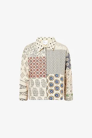 Found Mens Printed Long-Sleeve Cotton-Twill Work Jacket