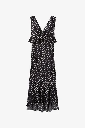 Claudie Pierlot Womens Floral-Print V-Neck Woven Maxi Dress