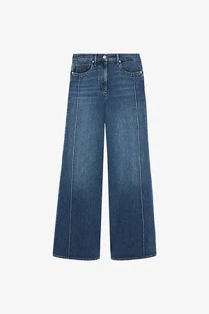 Reiss Womens Heather Wide-Leg High-Rise Stretch-Denim Jeans
