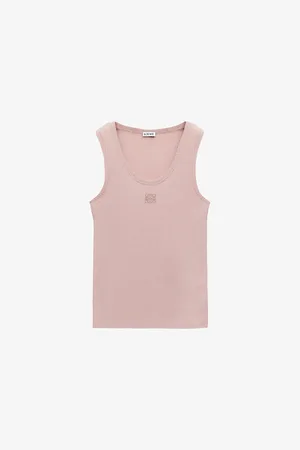 Loewe Womens Anagram Ribbed Silk Fine-Knit Tank Top