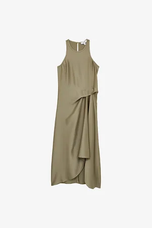Reiss Womens Micah Drape-Tuck Satin Midi Dress