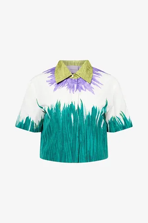 Max Mara Womens Quero Cropped Cotton-Poplin Shirt