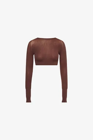 Alaïa Womens Second Skin Crop Stretch-Woven Top