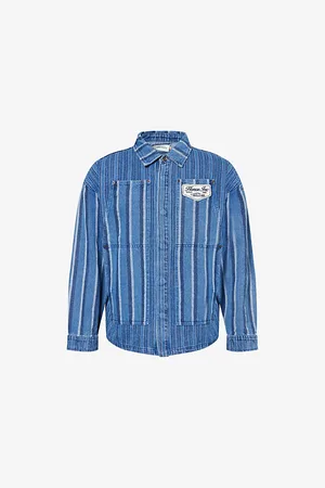 HONOR THE GIFT Mens Honor Inc Cover Striped Denim-Blend Shirt