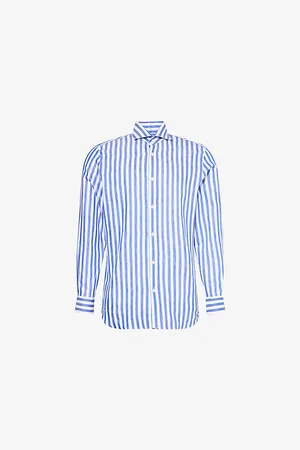 Dunhill Mens Stripe-Print Long-Sleeve Cotton-Blend Shirt