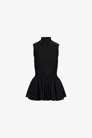 Alaïa Womens Godet Pleated Knitted Top