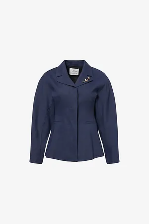MARELLA Womens x Emily Ratajkowski Rounded Linen-Blend Blazer