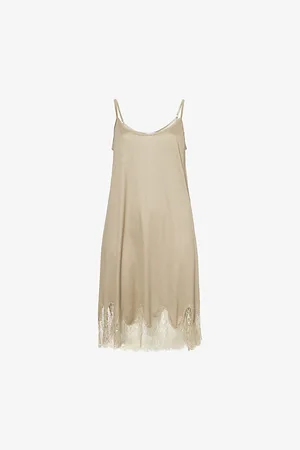 Hanro Womens Melia Spaghetti Lace-Trim 95cm Modal Slip Dress