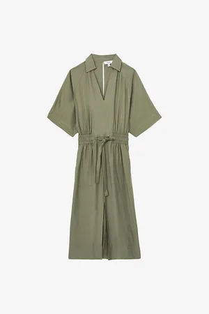 Reiss Womens Cecilia Tie-Waist Woven Midi Dress