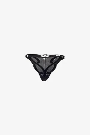 Livy Womens Hidden Halo Embroidered Stretch-Tulle Tanga Briefs