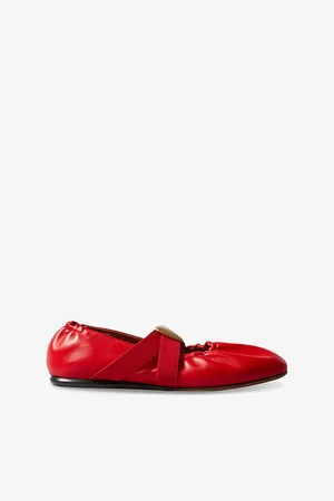Claudie Pierlot Womens Heart-Plaque Leather Ballet Flats