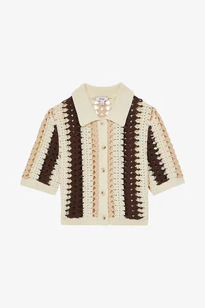 Reiss Womens Roni Crochet-Knit Cotton Shirt