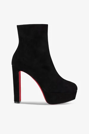 Christian Louboutin Womens Loo Booty 130 Velour Heeled Ankle Boots