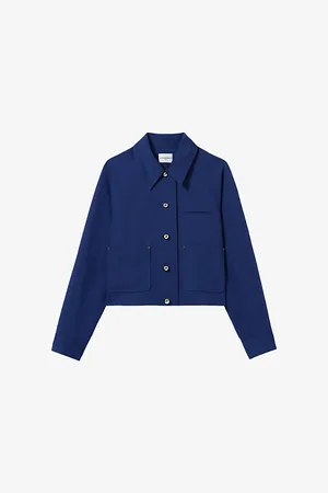 Claudie Pierlot Womens Cropped Straight Linen-Blend Jacket