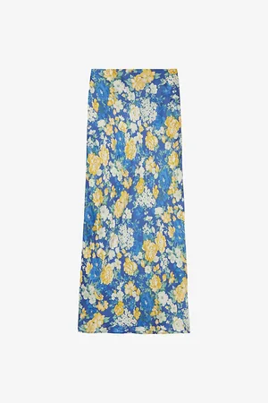Claudie Pierlot Womens Floral-Print Woven Midi Skirt