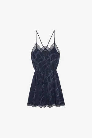 Zadig & Voltaire Womens Risty Lace-Trim Jacquard Silk Mini Dress