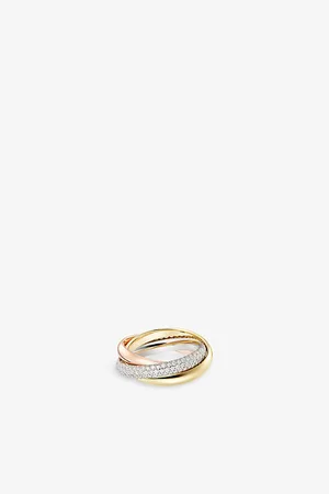 Cartier Trinity Medium 18ct White, Rose, Yellow-Gold and 0.64ct Brilliant-Cut Diamond Ring