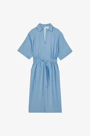 Reiss Womens Cecilia Tie-Waist Woven Midi Dress