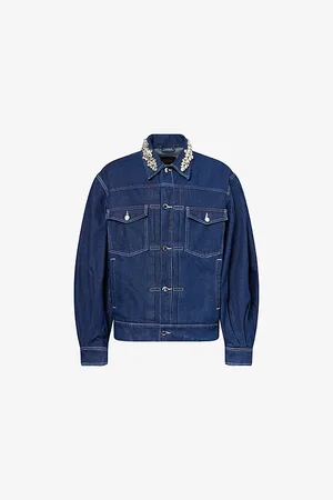 Simone Rocha Mens Embellished Puffed-Sleeves Denim Jacket