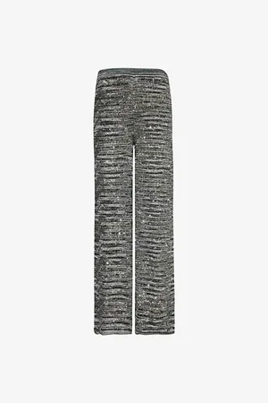 Missoni Womens Sequin Wide-Leg Knitted Trousers