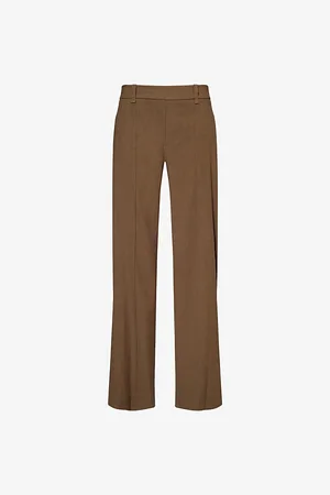 Vince Womens High-Rise Wide-Leg Linen-Blend Trousers