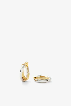 Missoma Womens x Lucy Williams Entwine 18ct Yellow- Sterling Silver and Rhodium Hoop Earrings