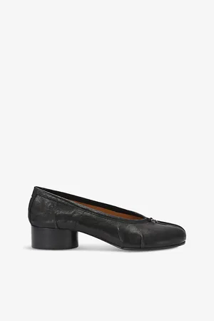 Maison Margiela Womens Tabi Ballerina Split-Toe Leather Heeled Shoes