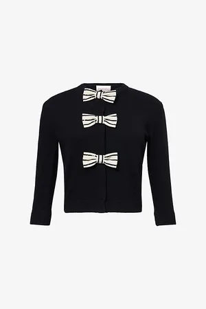 VALENTINO GARAVANI Womens Embellished-Bow Wool-Knit Cardigan