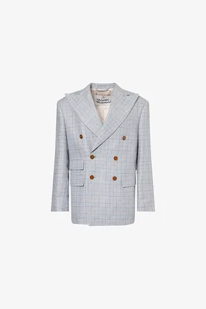 Vivienne Westwood Mens Db Niesen Check-Print Wool and Linen Blazer
