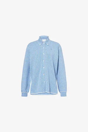 Barrie Womens Oxford Long-Sleeve Cashmere-Blend Knitted Overshirt