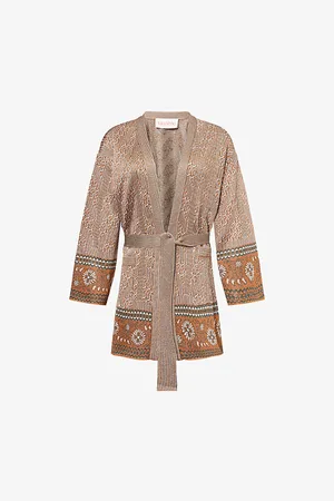 VALENTINO GARAVANI Womens Open-Front Metallic Woven Cardigan
